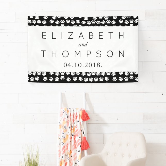 Pattern Of Paws, Black and White, Wedding Banner (Insitu)