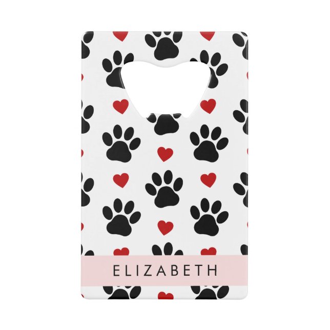 Pattern Of Paws, Black Paws, Red Hearts, Your Name (Front)