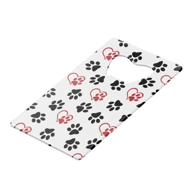 Pattern Of Paws, Black Paws, Red Paws, Hearts (Front Angled)