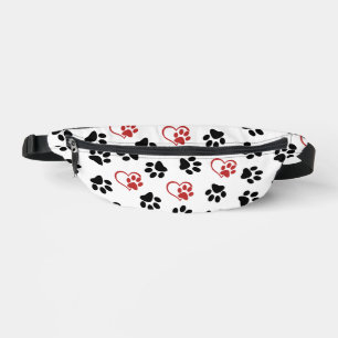 Pattern Of Paws, Black Paws, Red Paws, Hearts Bum Bags