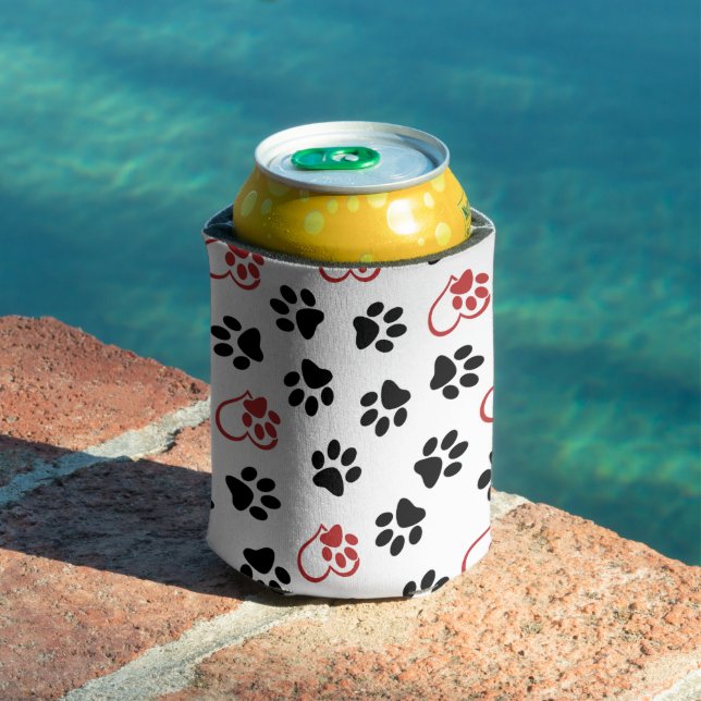 Pattern Of Paws, Black Paws, Red Paws, Hearts Can Cooler (In Situ Pool)