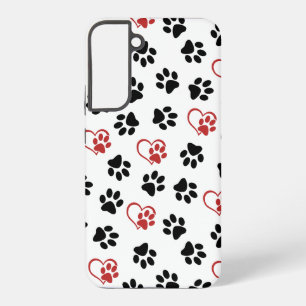 Pattern Of Paws, Black Paws, Red Paws, Hearts Samsung Galaxy Case