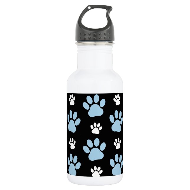Pattern Of Paws, Blue Paws, Dog Paws, Animal Paws 532 Ml Water Bottle (Front)