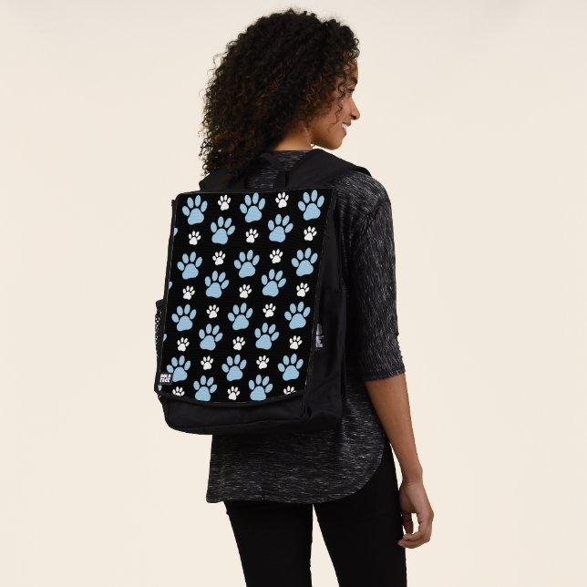 Pattern Of Paws, Blue Paws, Dog Paws, Animal Paws Backpack (Worn)