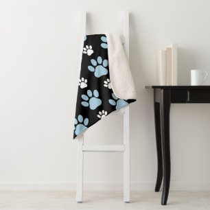 Pattern Of Paws, Blue Paws, Dog Paws, Animal Paws Sherpa Blanket