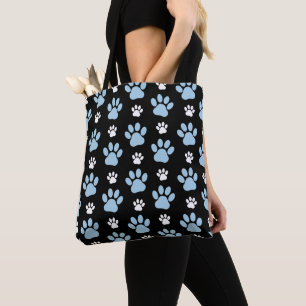 Pattern Of Paws, Blue Paws, Dog Paws, Animal Paws Tote Bag