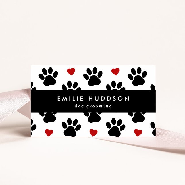 Pattern Of Paws, Dog Groomer, Dog Walker, Pet Shop Business Card (Creator Uploaded)