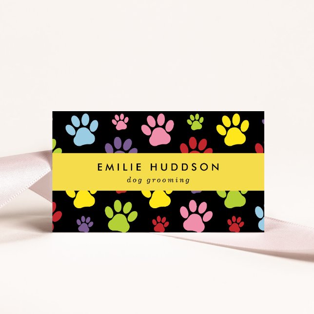 Pattern Of Paws, Dog Groomer, Dog Walker, Pet Shop Business Card (Creator Uploaded)