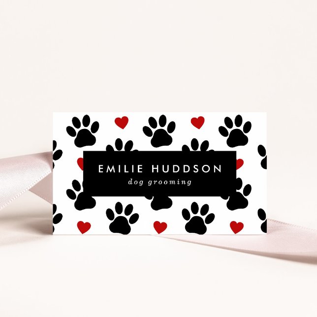 Pattern Of Paws, Dog Groomer, Dog Walker, Pet Shop Business Card (Creator Uploaded)
