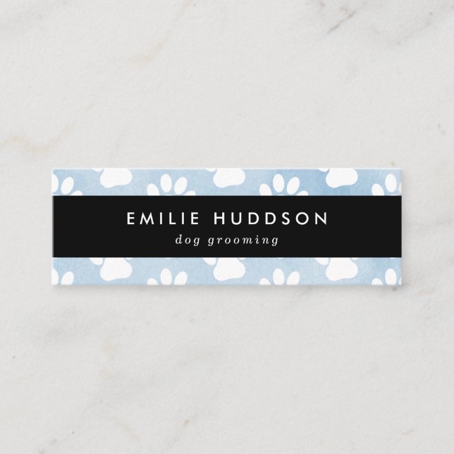 Pattern Of Paws, Dog Groomer, Dog Walker, Pet Shop Mini Business Card (Front)