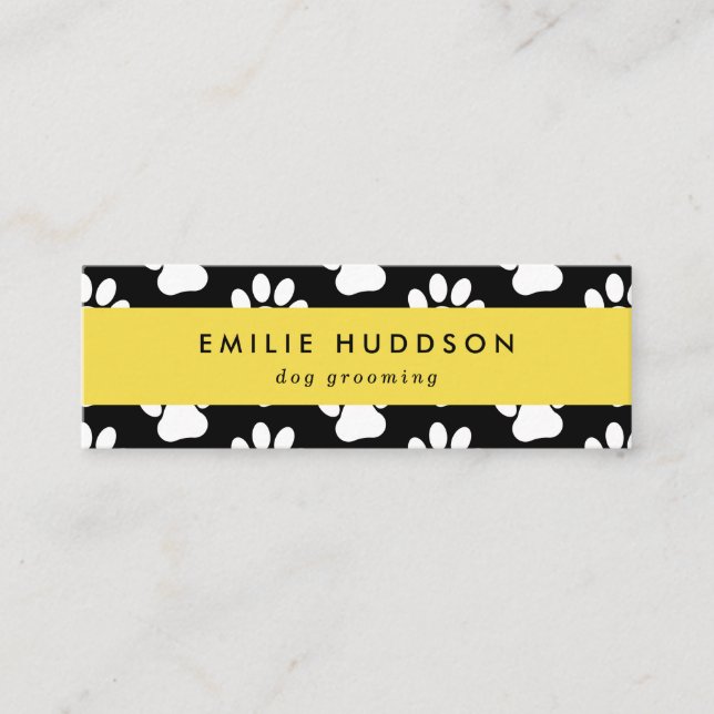 Pattern Of Paws, Dog Groomer, Dog Walker, Pet Shop Mini Business Card (Front)