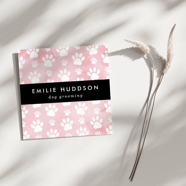 Pattern Of Paws, Dog Groomer, Dog Walker, Pet Shop Square Business Card (Creator Uploaded)