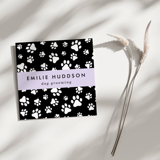 Pattern Of Paws, Dog Groomer, Dog Walker, Pet Shop Square Business Card (Creator Uploaded)