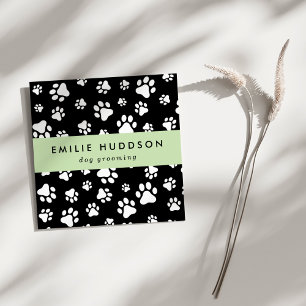 Pattern Of Paws, Dog Groomer, Dog Walker, Pet Shop Square Business Card