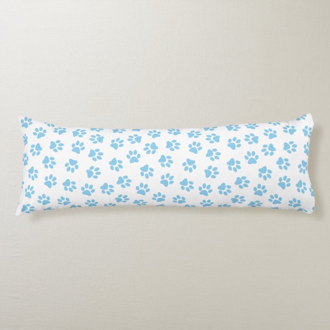 Pattern Of Paws, Dog Paws, Baby Blue Paws Body Cushion (Front)