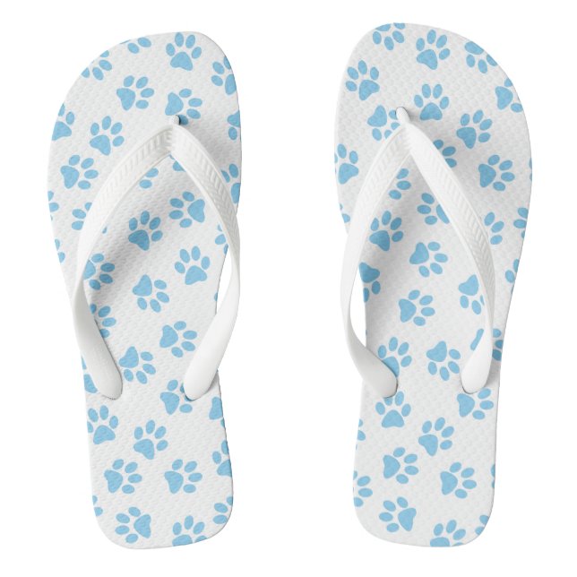Pattern Of Paws, Dog Paws, Baby Blue Paws Jandals (Footbed)