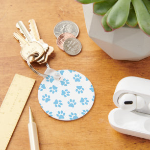 Pattern Of Paws, Dog Paws, Baby Blue Paws Key Ring