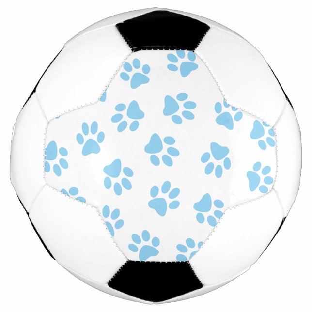 Pattern Of Paws, Dog Paws, Baby Blue Paws Soccer Ball (Front)