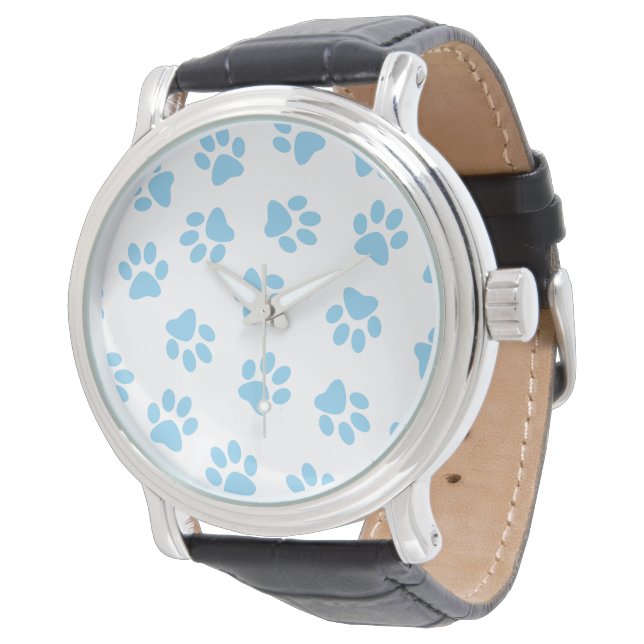 Pattern Of Paws, Dog Paws, Baby Blue Paws Watch (Angled)