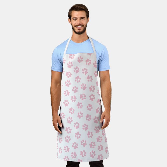 Pattern Of Paws, Dog Paws, Baby Pink Paws Apron (Worn)