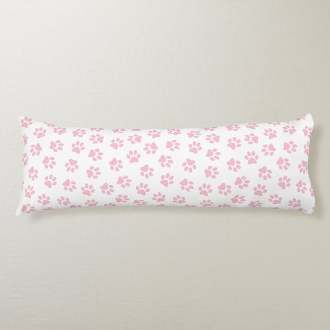 Pattern Of Paws, Dog Paws, Baby Pink Paws Body Cushion (Front)
