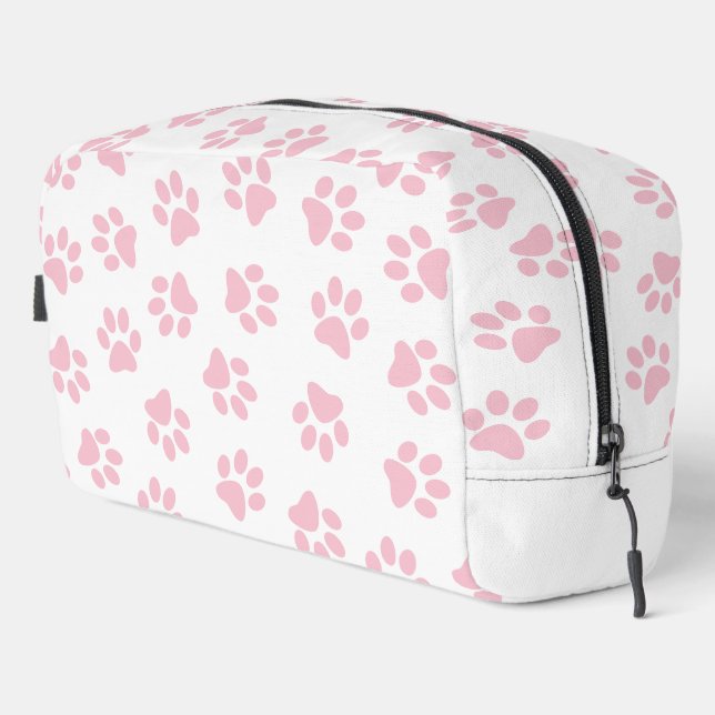 Pattern Of Paws, Dog Paws, Baby Pink Paws Dopp Kit (Right Corner)