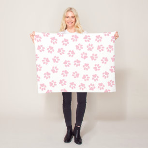 Pattern Of Paws, Dog Paws, Baby Pink Paws Fleece Blanket