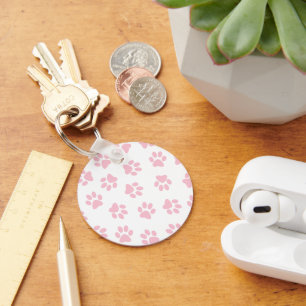 Pattern Of Paws, Dog Paws, Baby Pink Paws Key Ring