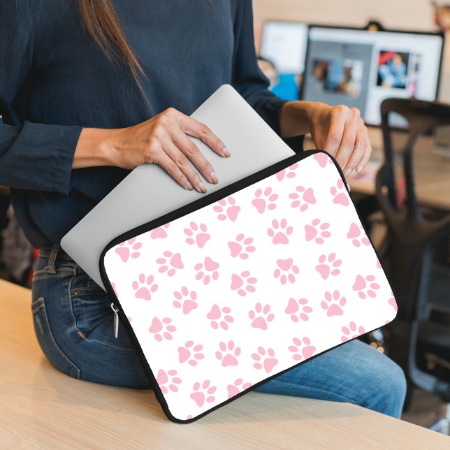 Pattern Of Paws, Dog Paws, Baby Pink Paws Laptop Sleeve (Creator Uploaded)