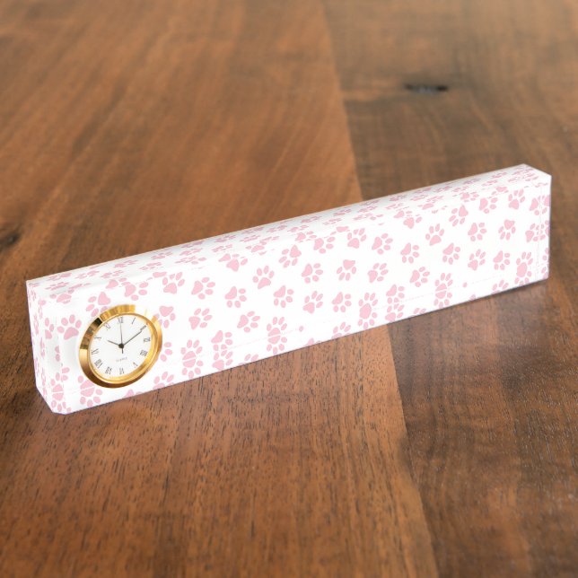 Pattern Of Paws, Dog Paws, Baby Pink Paws Nameplate (Side)