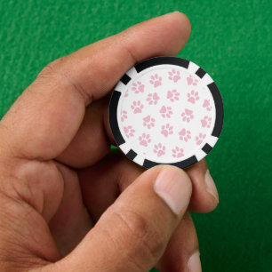 Pattern Of Paws, Dog Paws, Baby Pink Paws Poker Chips