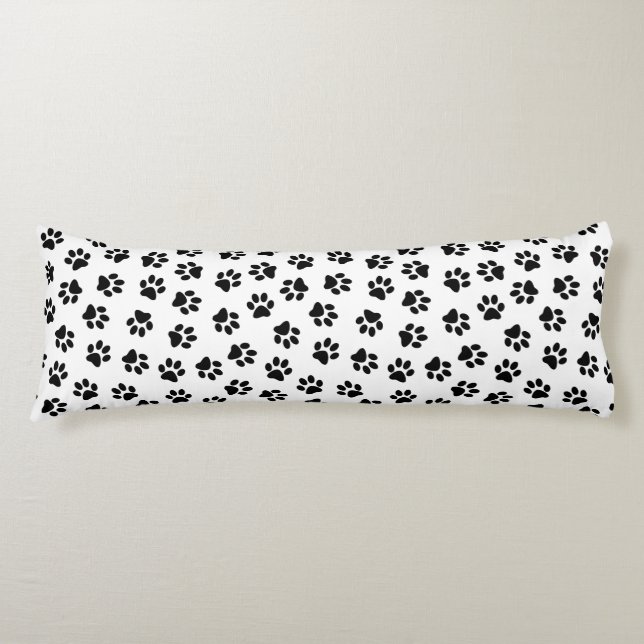 Pattern Of Paws, Dog Paws, Black Paws Body Cushion (Front)