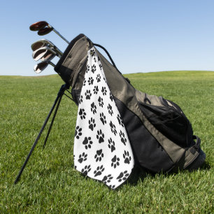 Pattern Of Paws, Dog Paws, Black Paws Golf Towel
