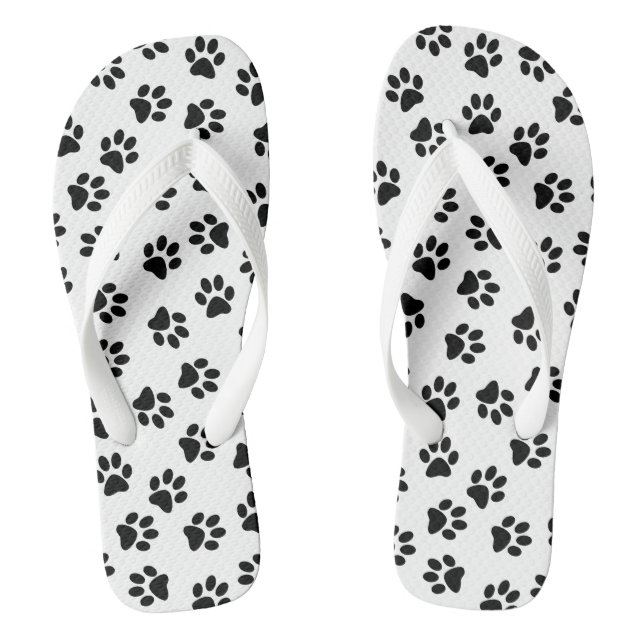 Pattern Of Paws, Dog Paws, Black Paws Jandals (Footbed)