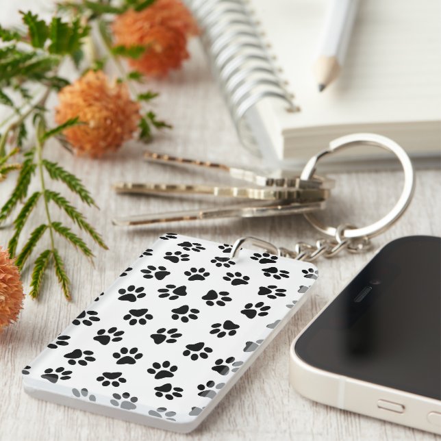 Pattern Of Paws, Dog Paws, Black Paws Key Ring (Front Right)