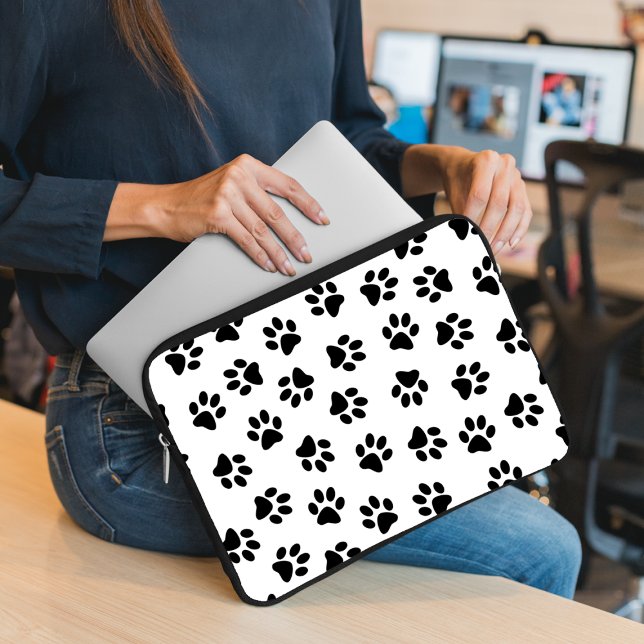 Pattern Of Paws, Dog Paws, Black Paws Laptop Sleeve (Creator Uploaded)