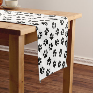 Pattern Of Paws, Dog Paws, Black Paws Short Table Runner