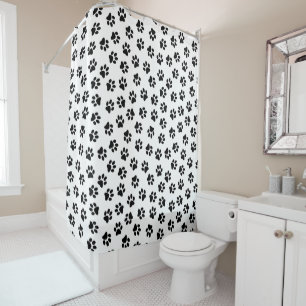 Pattern Of Paws, Dog Paws, Black Paws Shower Curtain