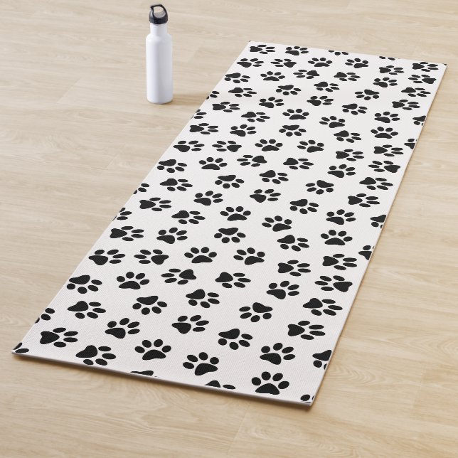 Pattern Of Paws, Dog Paws, Black Paws Yoga Mat (In Situ)