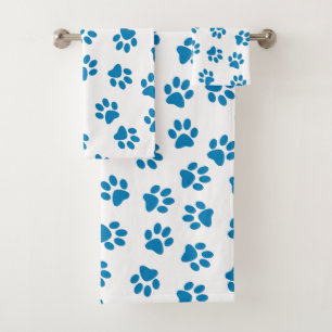 Pattern Of Paws, Dog Paws, Blue Paws Bath Towel Set
