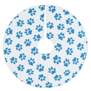 Pattern Of Paws, Dog Paws, Blue Paws Brushed Polyester Tree Skirt