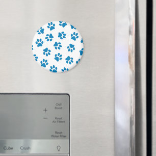 Pattern Of Paws, Dog Paws, Blue Paws Magnet