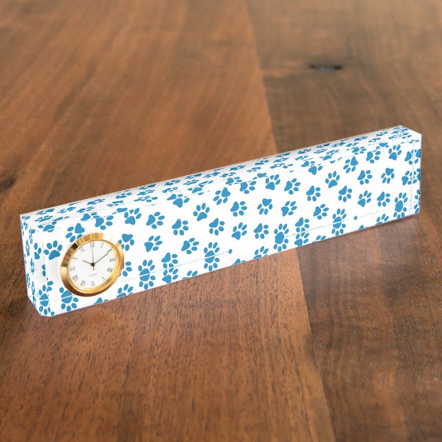 Pattern Of Paws, Dog Paws, Blue Paws Nameplate (Side)