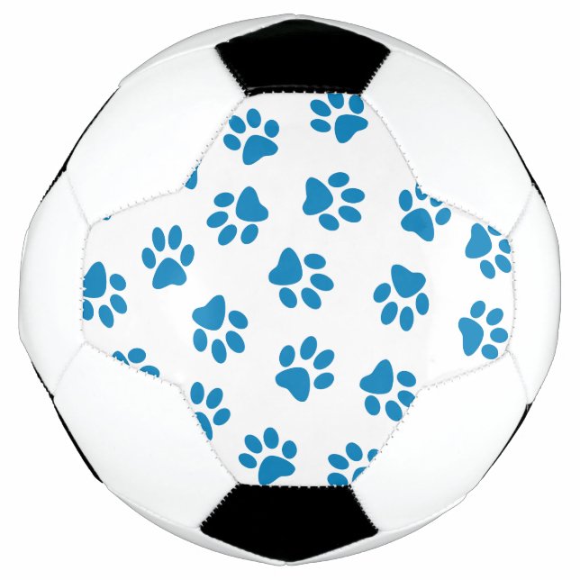 Pattern Of Paws, Dog Paws, Blue Paws Soccer Ball (Front)