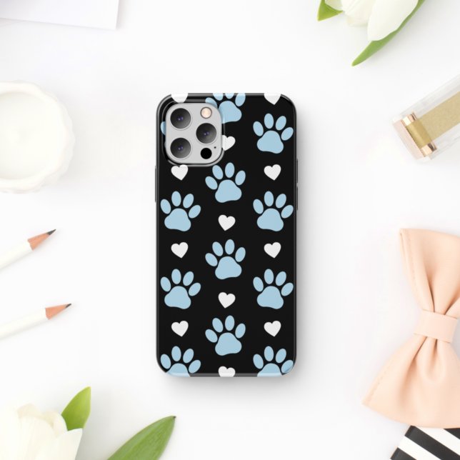 Pattern Of Paws, Dog Paws, Blue Paws, White Hearts (Creator Uploaded)
