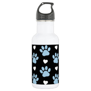 Pattern Of Paws, Dog Paws, Blue Paws, White Hearts 532 Ml Water Bottle