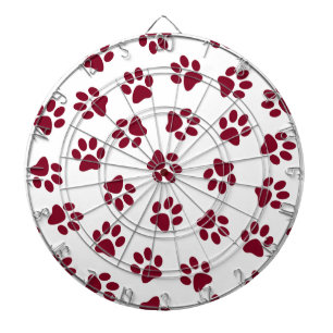 Pattern Of Paws, Dog Paws, Burgundy Paws Dartboard