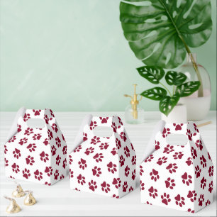 Pattern Of Paws, Dog Paws, Burgundy Paws Favour Box