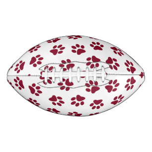 Pattern Of Paws, Dog Paws, Burgundy Paws Football