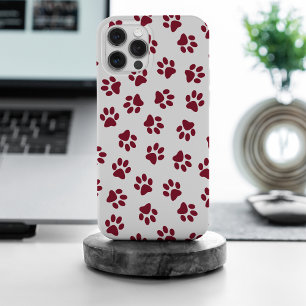 Pattern Of Paws, Dog Paws, Burgundy Paws iPhone 15 Pro Max Case